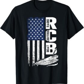 Vintage USA American Flag Patriotic RC Boat T-Shirt - 4th of July Radio Control Hobbyist Gift