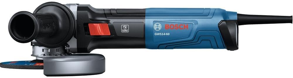 BOSCH GWS14-60 6-Inch Angle Grinder - 13-Amp Motor, 9,700 RPM, Slide Switch, KickBack Control & Anti-Vibration Handle for Metal & Concrete