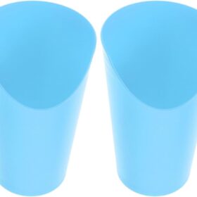 Senior sippy cups - 2 Pack Spill-Proof Plastic Drinking Cups with Handles, Ergonomic Angled Design for Elderly, Disabled, Bedridden - 8oz Capacity, Blue