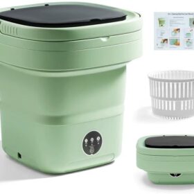 Welsteepse 16L Foldable Portable Mini Washing Machine - Compact Semi-Automatic Washer for Apartments, Dorms, RV & Travel, 3 Timer Modes with Blue Light Cleaning