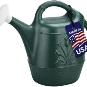 PMU 2 Gallon Watering Can - Premium Garden Watering Can for Indoor & Outdoor Plants - Durable Plastic Water Can with Detachable Sprinkler Head - Large Capacity Plant Sprayer, Made in USA - Hunter Green