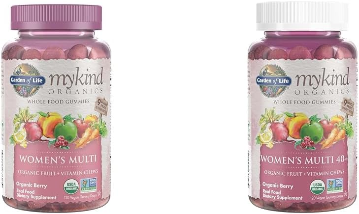 Garden of Life Organics Women's Gummy Vitamins - Certified Organic Berry Flavored Multivitamins for Women & Women 40+ - Vegan, Non-GMO, Gluten-Free (120 Count)