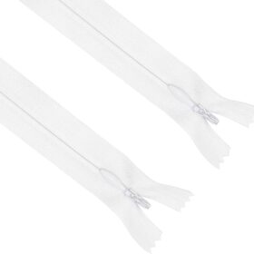 ANPURZII 2PCS 18-Inch White Invisible Zippers - #3 Size Nylon Coil Zippers for Sewing, Skirts, Pillows, Bags & Crafts (Left Hand, 18")