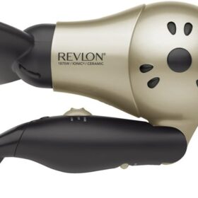 REVLON 1875W Compact Folding Hair Dryer - Dual Voltage Travel Blow Dryer with Ionic Technology & Triple Ceramic Coating