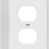 Premium 1-Gang Duplex Wall Plate Cover - Unbreakable Thermoplastic Electrical Outlet Switch Faceplate, Clean White Finish (4-Pack)