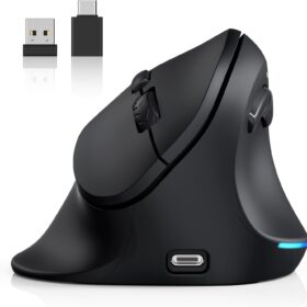AUTLEY Ergonomic Vertical Mouse for Large Hands - Rechargeable Wireless Computer Mouse with Thumb Buttons, 800/1200/1600 DPI, Low Power Warning, Compatible with Windows/macOS/Linux