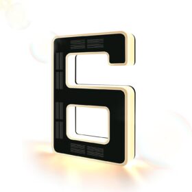 ISUNMEA Solar Powered LED House Numbers – 6.7 Inch Waterproof Backlit Address Sign with Auto On/Off Sensor for Outdoor Home & Yard Decor (Black, Number 6)