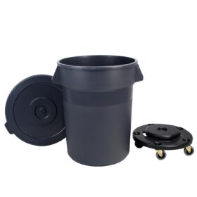 Heavy-Duty 32 Gallon Outdoor Trash Can with Wheels & Secure Snap Lid - Ergonomic Handle Design for Easy Maneuvering in Backyard, Garage, or Workshop