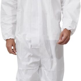 Greenour Heavy-Duty Disposable Microporous Hazmat Coveralls - Breathable Protective Paint Suit, White, XL