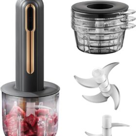BOMANSI Electric Mini Food Processor - 4-Cup Portable USB Garlic Chopper with 304 Stainless Steel Blades, Compact Kitchen Blender for Dicing Mincing Puree, Black