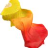 Premium 47-Inch Ombre Folding Dance Fan - Faux Silk Performance Fan with Red Orange Yellow Streamers for Square Dance, Stage & Worship