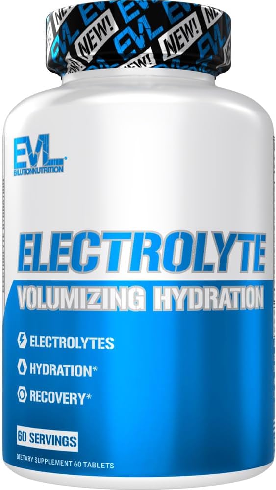 EVL Volumizing Electrolyte Hydration Tablets - 8 Key Electrolytes for Rapid Rehydration & Post-Workout Recovery - Vegan, Gluten-Free, Keto Friendly - 60 Count