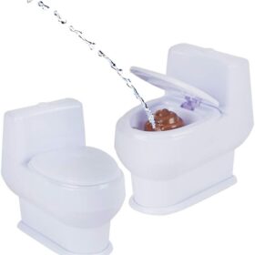 ArtCreativity Mini Toilet Squirt Toy - 4 inch Prank Toy with Lifting Seat & 3D Poo Emoji, Funny Water Spray Gag Gift for Kids & Adults