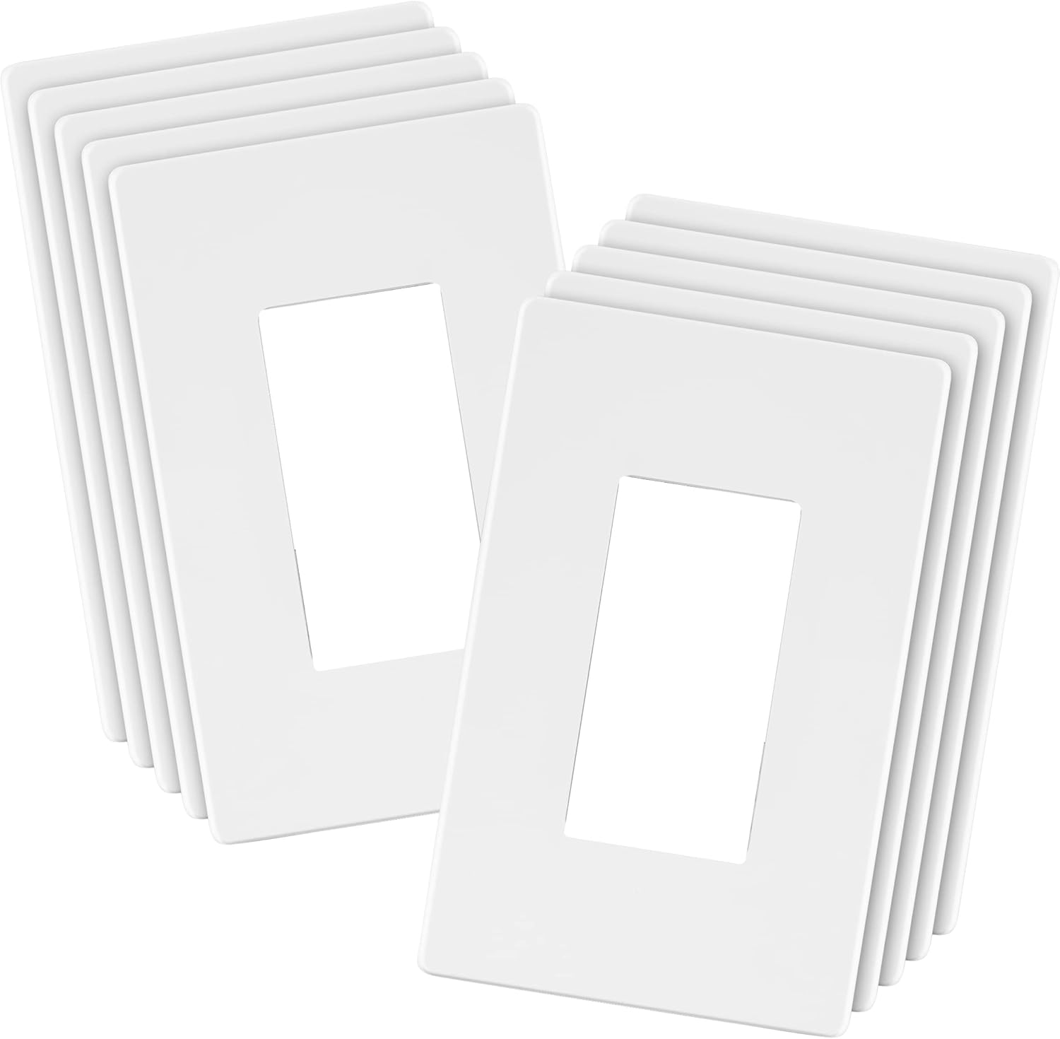 LIDER Matte Finish Screwless Wall Plate Cover - 1-Gang Mid-Size 4.88" x 3.11", Unbreakable Polycarbonate Thermoplastic, UL Listed, White (10-Pack)