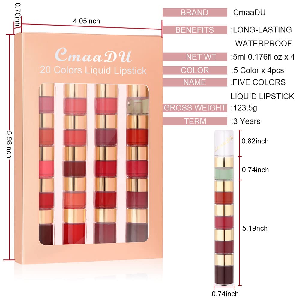 EVPCT 20 Colors Liquid Matte Lipstick Set - Long Lasting Waterproof Velvet Lip Stain for Women, 24 Hour Wear Gift Set