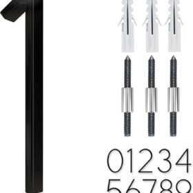 5-Inch Modern Floating House Number - Black Coated Stainless Steel Address Sign with Mounting Kit - Rust & Weather Resistant Home & Mailbox Decor (Number 9)
