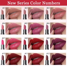6-Piece Matte Lipstick Set - Nude Pink Brown Rose Red Purple Long-Wear Waterproof Moisturizing Lipsticks for Women Vegan Makeup Gift
