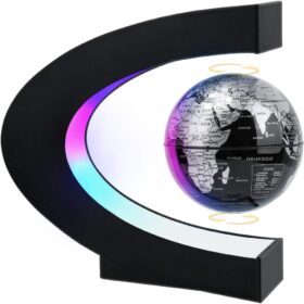 LeviGlow Floating Magnetic Globe - 3.5" LED Levitation World Globe with Color-Changing Lights, Desktop Office Decor, Educational STEM Toy Gift for Kids & Adults