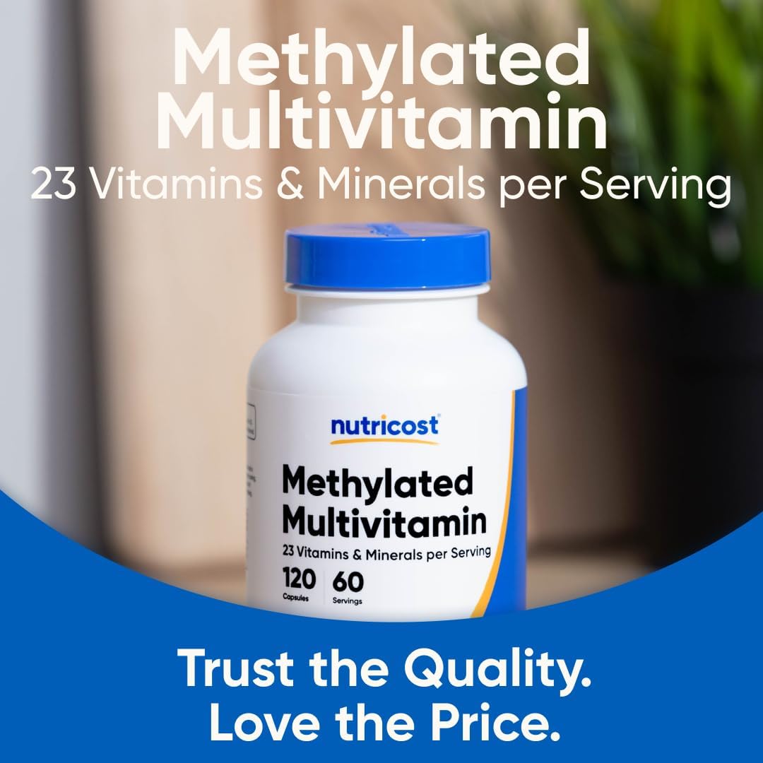 Nutricost Methylated Multivitamin - 23 Essential Vitamins & Minerals, 120 Capsules, 60 Servings, Gluten-Free