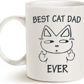 Best Cat Dad Ever Mug - Funny Cat Lover Gift for Father's Day, 11oz White Coffee Cup