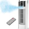 16" Misting Tower Fan with 700ml Water Tank - 4 Speed Settings, Remote Control, 90° Oscillation, Timer, Portable Cooling Fan for Bedroom, Office, Desk