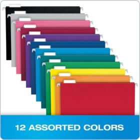 Pendaflex Colored Hanging File Folders - Letter Size, 1/5 Cut Adjustable Tabs, 100 Pack Assorted Colors