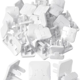 Bates Child Proof Outlet Covers - 40 Pack Safety Plugs for 3-Prong Electrical Outlets, White