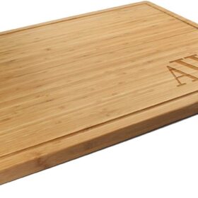 Custom Engraved Bamboo Cutting Board - 24x18 inch Monogram Board with Groove - Perfect Wedding, Anniversary, Housewarming Gift