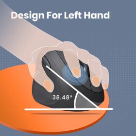 Perixx Perimice-719L Left-Handed Ergonomic Wireless Mouse - Compact Portable Design with 3-Level DPI Adjustable for Laptop & Computer
