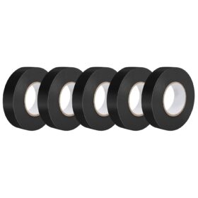 Black Electrical Tape - 3/4" x 65 ft High Temp Weatherproof Vinyl Insulating Tape - 5 Pack for Home, Auto & Electrical Repairs