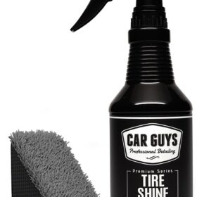 CAR GUYS Tire Shine Spray - 18 oz with Applicator Pad | Wet Gloss or Satin Finish | Long-Lasting UV Protection for Tires, Wheels & Rubber Trim