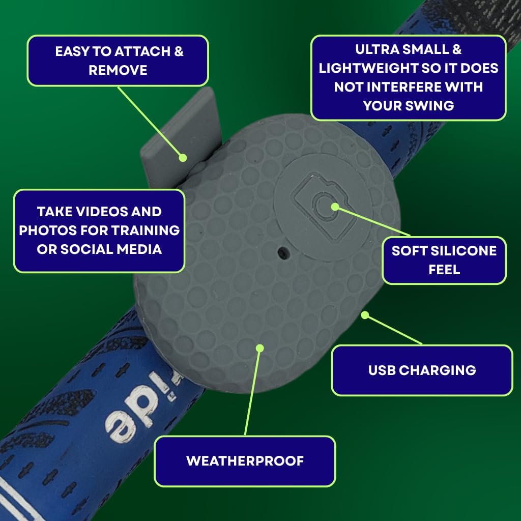 SnapSwing Hands-Free Golf Swing Recorder – Bluetooth Club Grip Mount for Instant Swing Video Recording – Improve Your Game Without a Coach