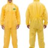 Heavy Duty Hazmat Suit - Yellow Disposable Chemical Protective Coverall, Type 4/5/6 Rated, XL