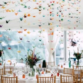 10Strings 15cm Large Premade Origami Paper Crane Garlands - Rustic Wedding & Party Decorations, Rainbow Folded Bird Streamers for Baby Shower, Birthday, Kids Activities (100 Cranes)