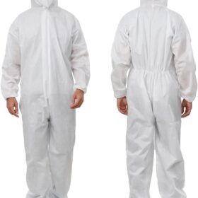 Greenour Disposable Hazmat Suit Coveralls with Hood - 12 Pack Breathable Protective Coverall for Painters, Contractors, Industrial Work (Medium to 3X-Large)