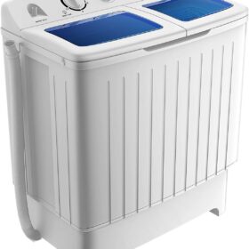 Giantex Portable Washing Machine - 20lbs Twin Tub Washer & Spinner Combo for Apartment RV Dorms, Compact Laundry Solution, Blue & White