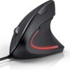 TECKNET 6400 DPI Wired Ergonomic Vertical Mouse - Silent Click, 6 Buttons, Adjustable DPI for Windows/Chrome/Laptop/Computer (Medium-Large Hands)