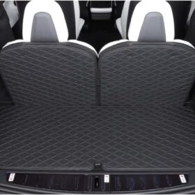 Tesla Model X Premium Leather Trunk Cargo Liner Mat (2022-2024) - Full Coverage Floor, Backrest & Sidewall Protection for 6/7 Seater