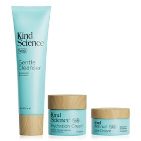 Kind Science Essential Anti Aging Trio - Gentle Cleanser, Hydration Cream & Eye Cream for Women - 3-Piece Skincare Set - Paraben, Dye & Fragrance Free, Leaping Bunny Certified