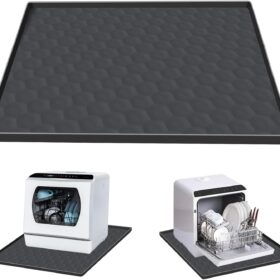 Premium Silicone Dishwasher Drain Pan Mat - 24" x 20" Anti-Leakage Drip Tray with Raised Edges for Countertop & Mini Dishwashers