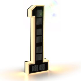 ISUNMEA Solar Powered LED House Number Sign – 9 Inch Waterproof Lighted Address Plaque for Outside Wall, Easy Visibility for Delivery & Emergency Services (Black, Number 1)