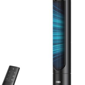 Dreo Tower Fan - 90° Oscillating Floor Fan with Remote, 4 Speeds & 3 Modes, 28dB Ultra-Quiet Sleep-Friendly, 25ft/s Fast Cooling, 8H Timer for Bedroom, Living Room, Office | Black