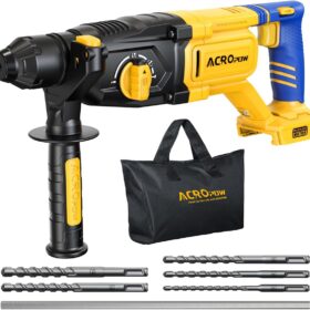 ACROPOW SDS-Plus Cordless Rotary Hammer Drill - 20V Max Brushless Impact Hammer with Safety Clutch, 4-Mode Function, LED Light & Vibration Control (Bare Tool, No Battery)