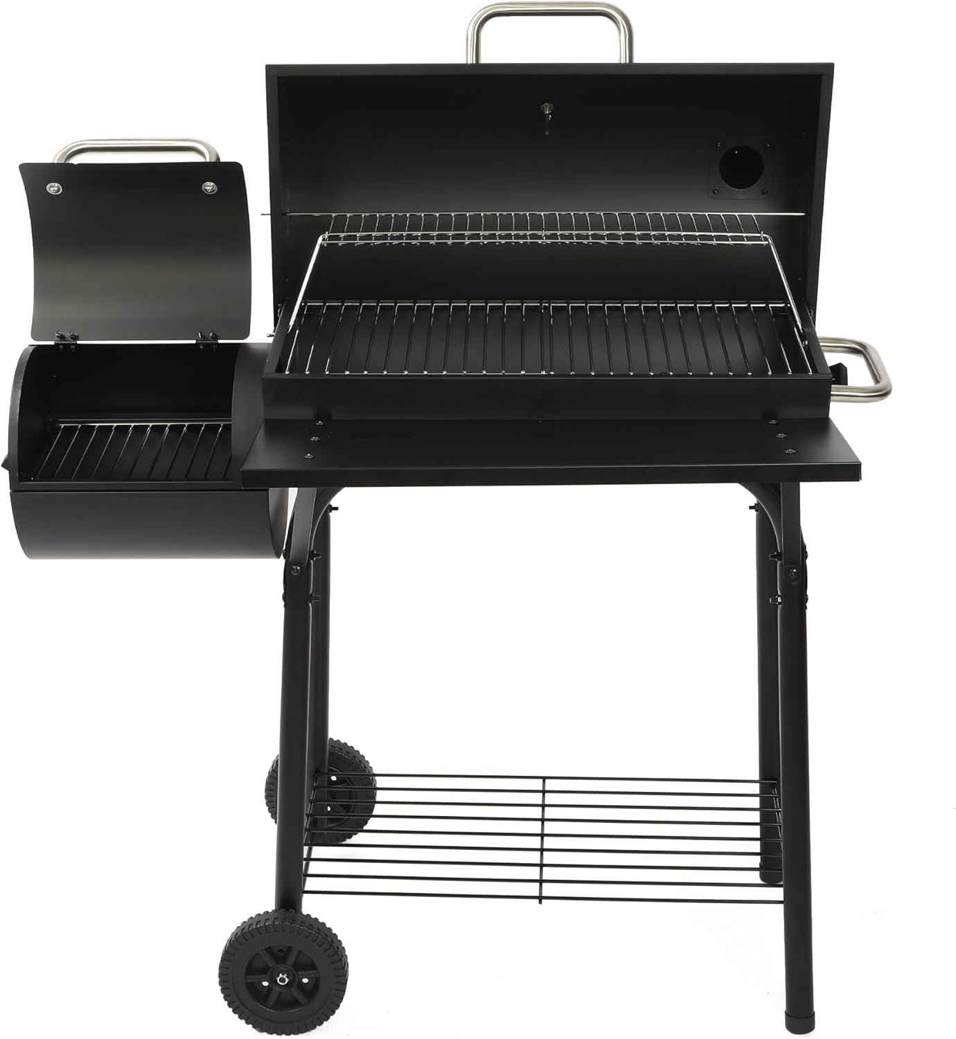 Premium Charcoal Grill Offset Smoker Combo - 512 Sq.In. Barrel BBQ with Dual Chambers for Perfect Grilling and Smoking
