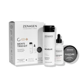 ZENAGEN Revolve Men's Hair Kit - Volumizing Shampoo, Densifying Serum & Flexture Paste for Fine & Thinning Hair | Plant-Based Formula, 3-Piece Set