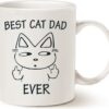 Best Cat Dad Ever Mug - Funny Cat Lover Gift for Father's Day, 11oz White Coffee Cup