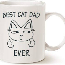Best Cat Dad Ever Mug - Funny Cat Lover Gift for Father's Day, 11oz White Coffee Cup