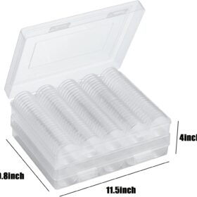 240-Piece Coin Capsule Holder Set - 5 Sizes Plastic Coin Cases with Gaskets for Dime, Cent, Nickel, Quarter & Dollar - Collectors Storage Box