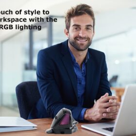 Ergonomic Wireless Vertical Mouse - 3600 DPI Adjustable Angle RGB Lighting with Palm Rest, 6-Button USB Optical Mouse for Carpal Tunnel Relief