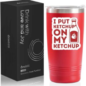 Onebttl Ketchup Lover Gift - 20oz Stainless Steel Insulated Travel Mug, Double-Wall Vacuum Sealed Tumbler for Hot & Cold Drinks, Ideal Birthday & Christmas Present for Him or Her